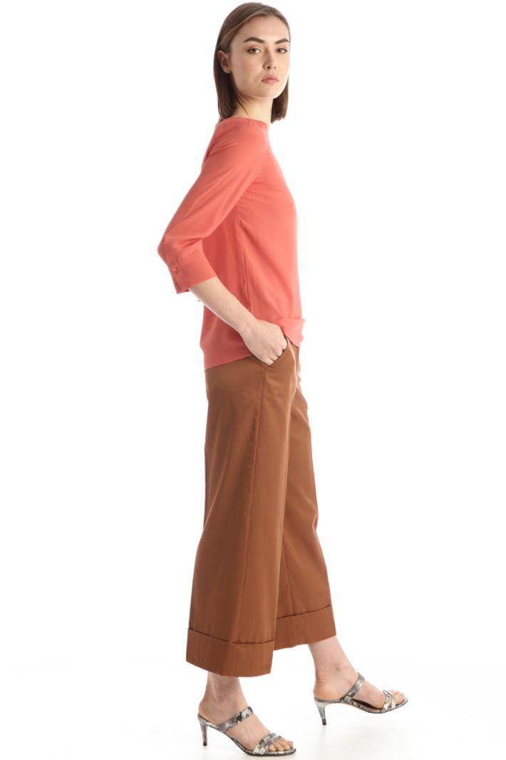 Pantaloni ampi cropped - MARRONE - Fashion Market