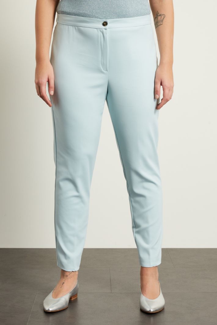 Pantaloni slim in cotone  - AZZURRO PASTELLO - Fashion Market - 2
