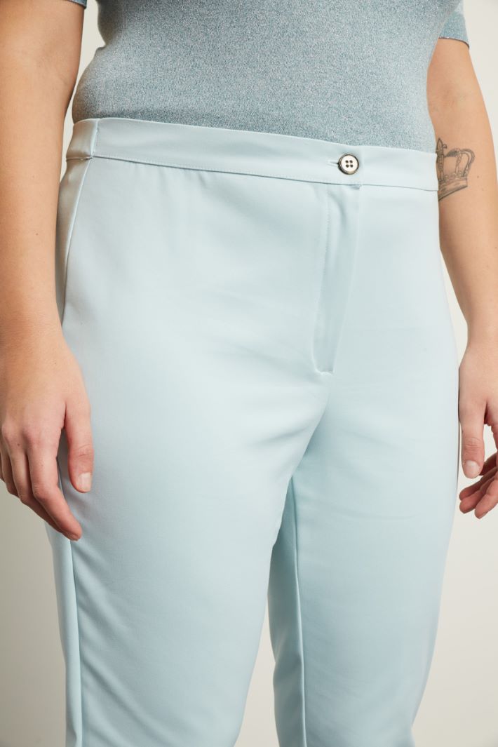Pantaloni slim in cotone  - AZZURRO PASTELLO - Fashion Market - 3