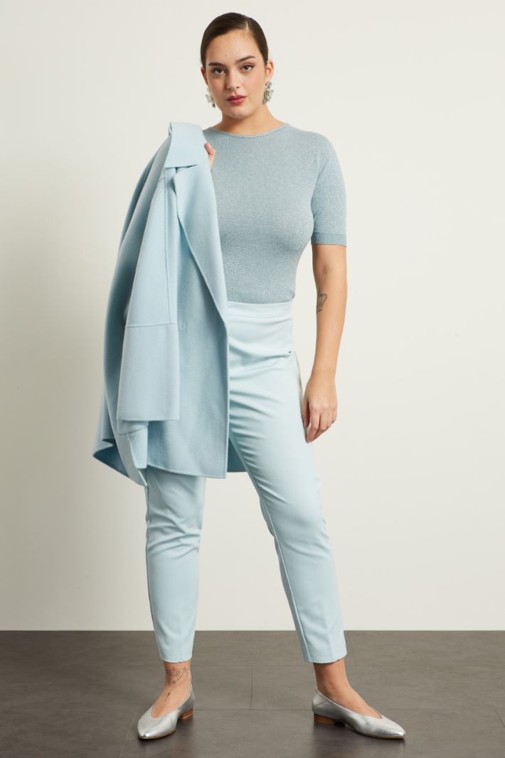 Pantaloni slim in cotone  - AZZURRO PASTELLO - Fashion Market