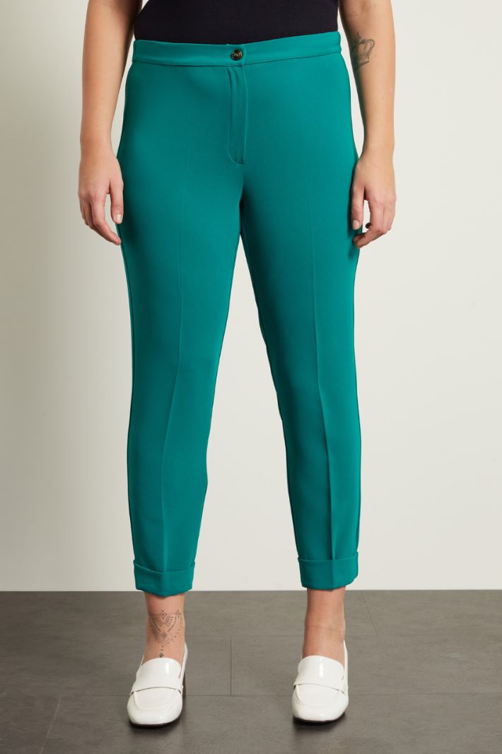 Pantaloni con risvolto al fondo - VERDE SMERALDO - Fashion Market - 2