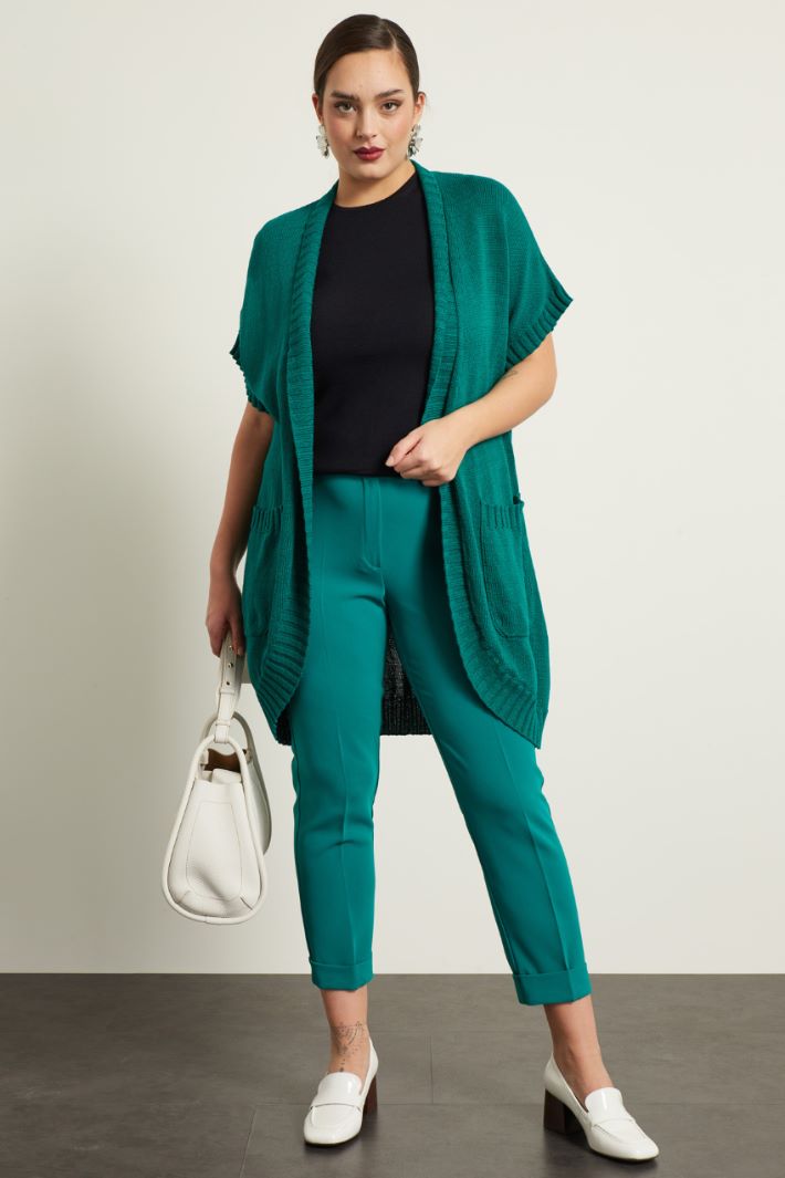 Pantaloni con risvolto al fondo - VERDE SMERALDO - Fashion Market