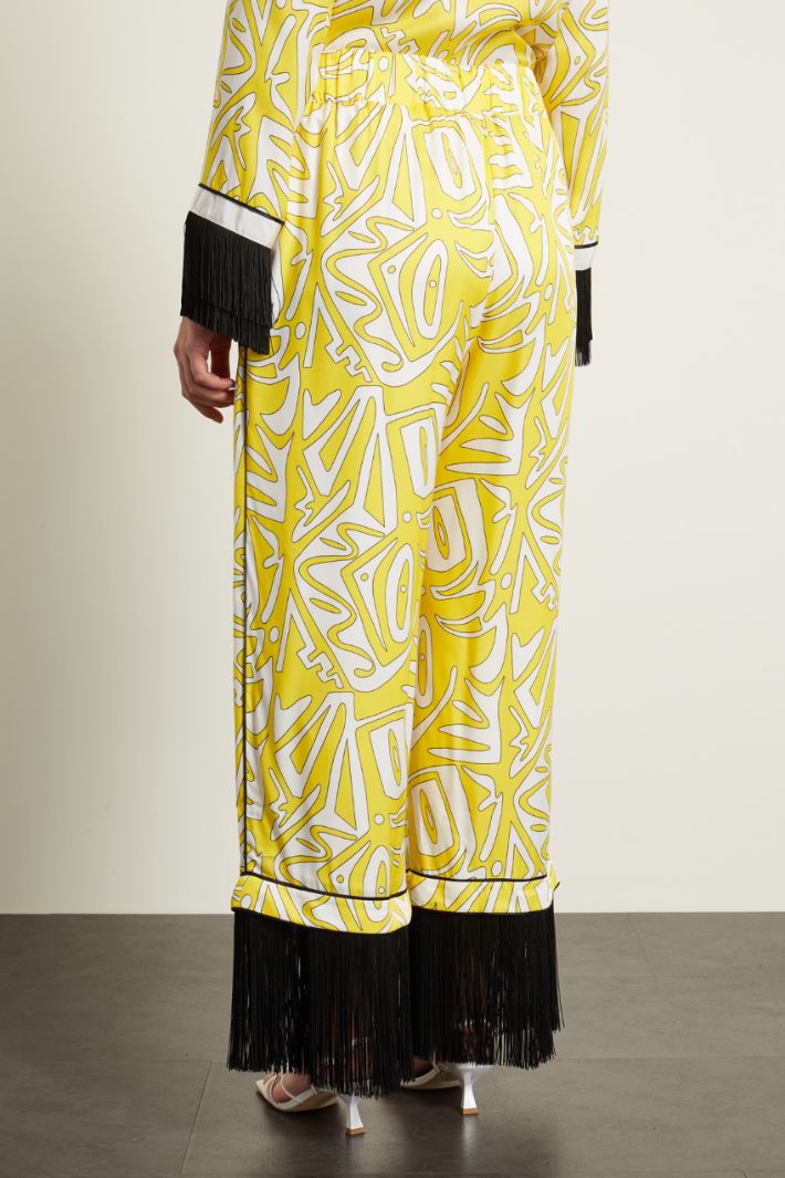 Pantaloni in twill stampato - GIALLO BIANCO - Fashion Market - 4