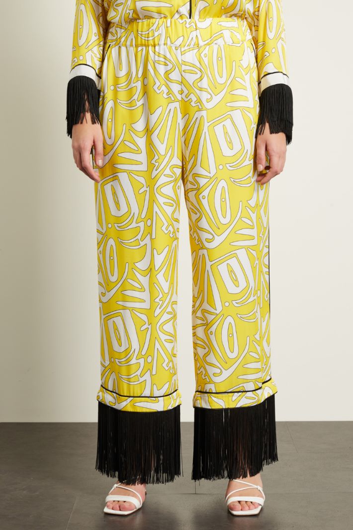 Pantaloni in twill stampato - GIALLO BIANCO - Fashion Market - 2