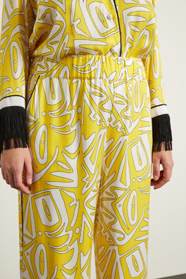 Pantaloni in twill stampato - GIALLO BIANCO - Fashion Market - 3