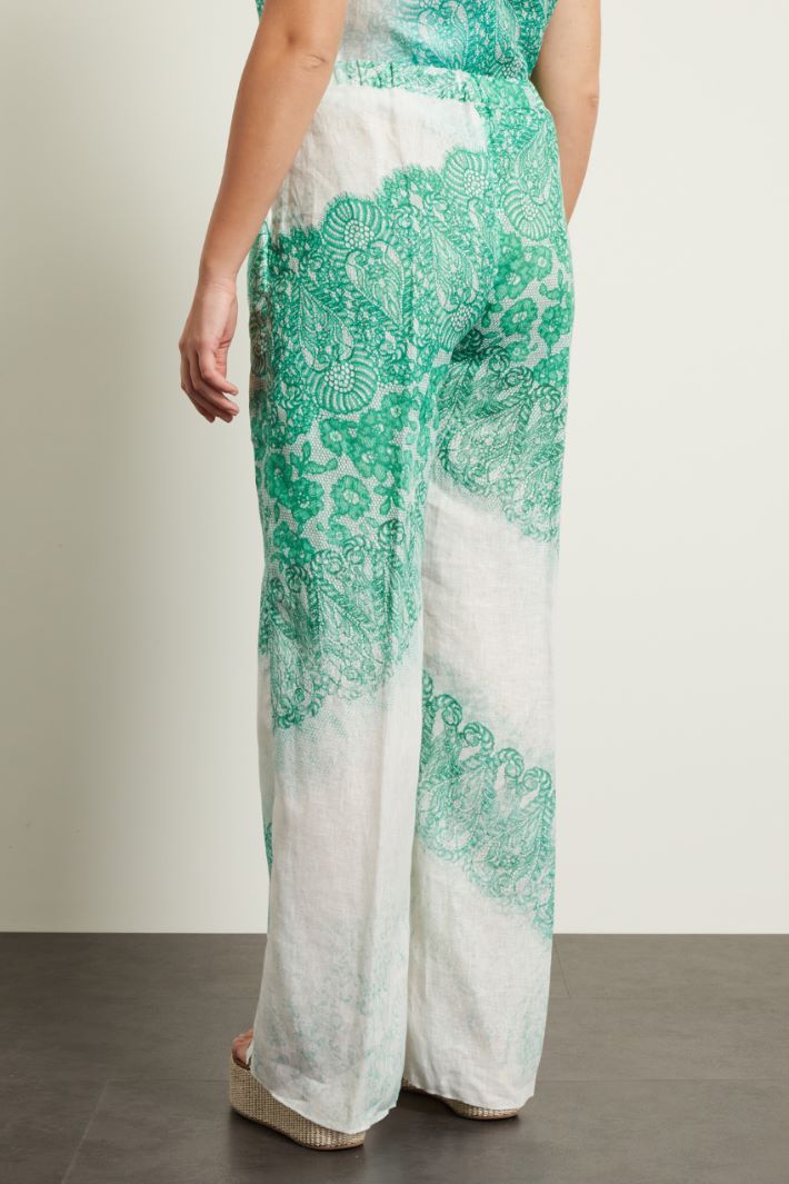 Pantaloni a palazzo stampato - VERDE ACQUA BIANCO - Fashion Market - 4