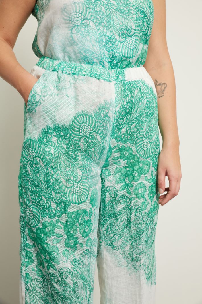 Pantaloni a palazzo stampato - VERDE ACQUA BIANCO - Fashion Market - 3