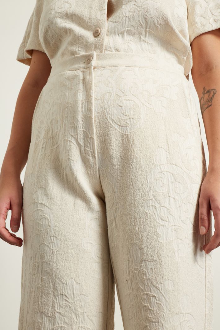 Pantaloni jacquard - CREMA - Fashion Market - 2