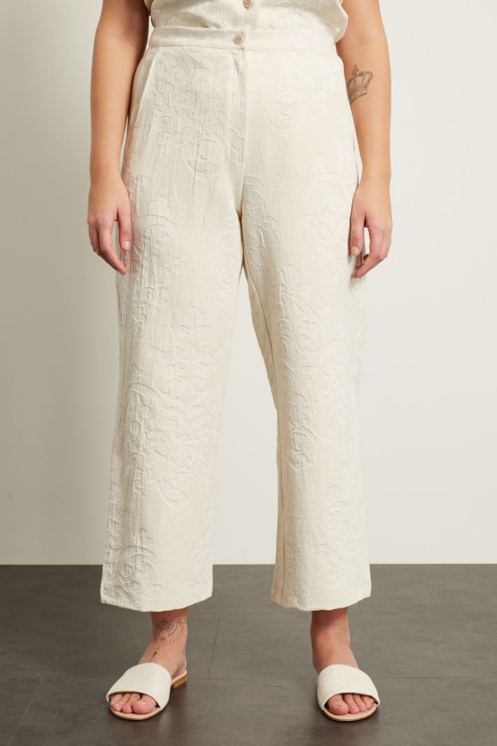 Pantaloni jacquard - CREMA - Fashion Market - 3