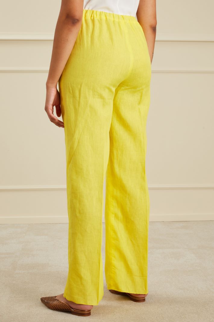 Pantaloni dritti  in lino - GIALLO - Fashion Market - 4