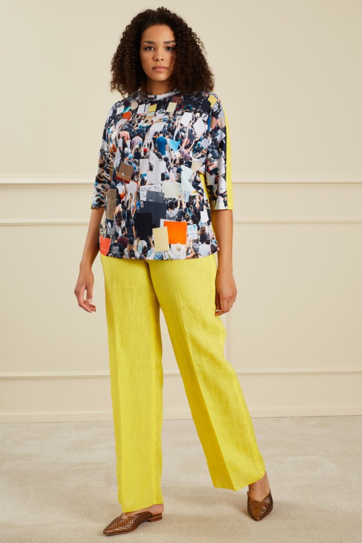 Pantaloni dritti  in lino - GIALLO - Fashion Market
