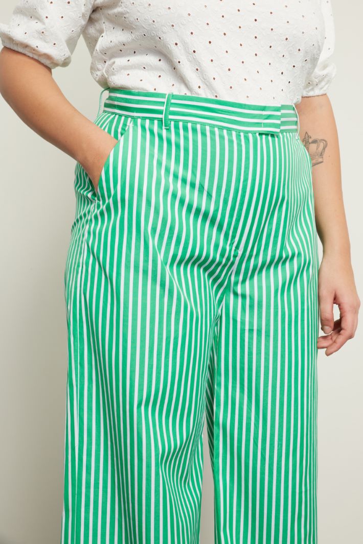 Pantaloni in popeline di cotone - VERDI BIANCO - Fashion Market - 3
