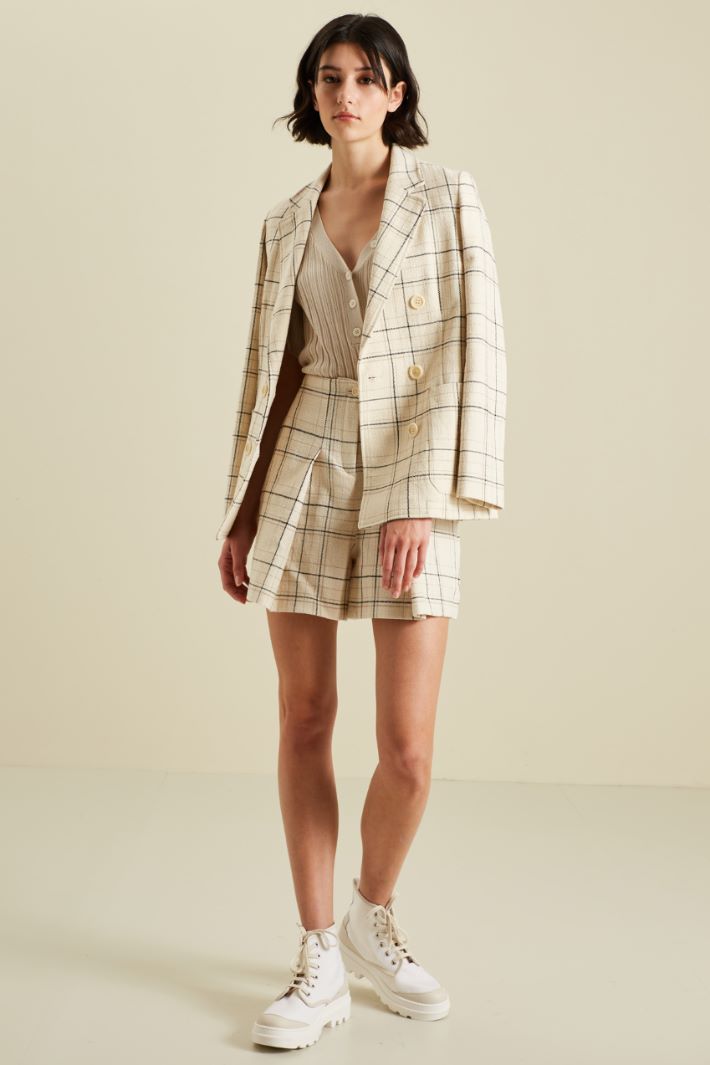 Shorts in stuoia di cotone - BURRO NOCCIOLA NERO - Fashion Market