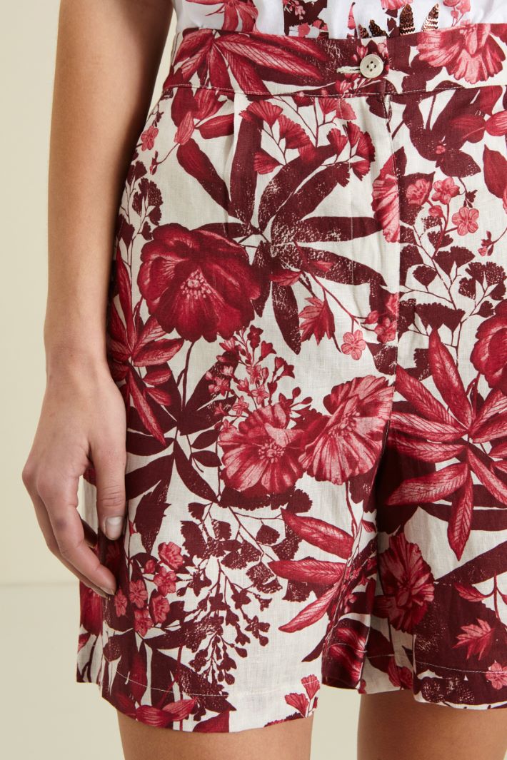 Shorts in lino - PANNA BORDEAUX - Fashion Market - 3