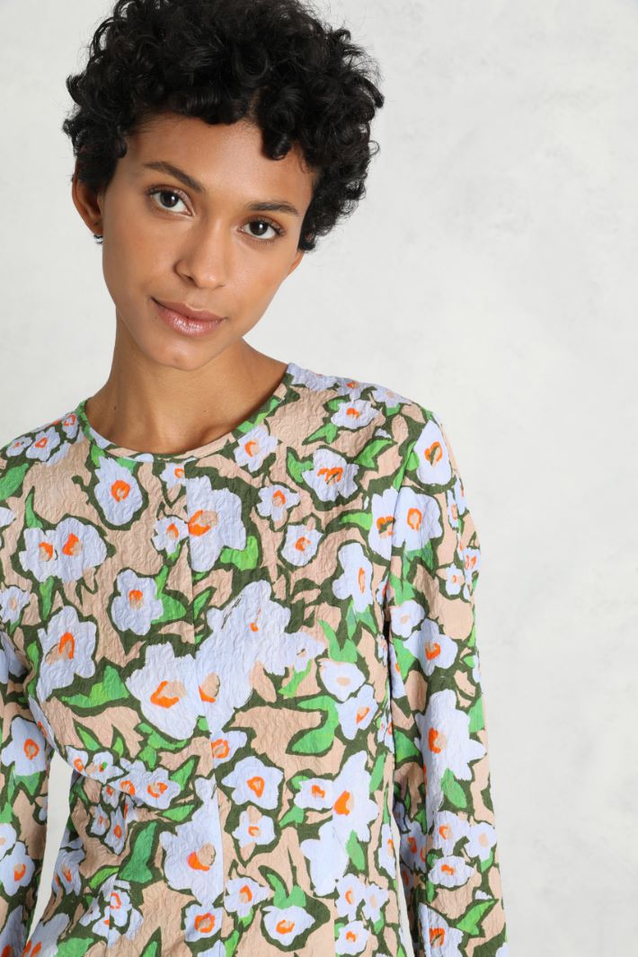 Abito in tessuto jacquard - VERDE AZZURRO - Fashion Market - 3