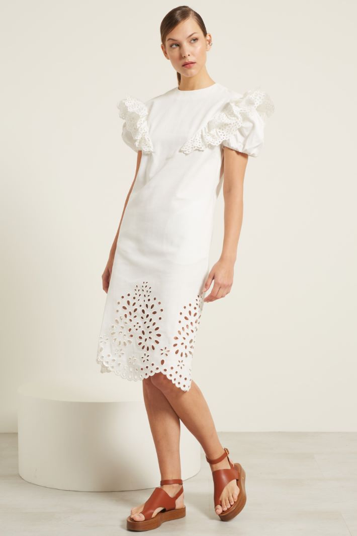 Abito con volant in sangallo - BIANCO - Fashion Market - 2