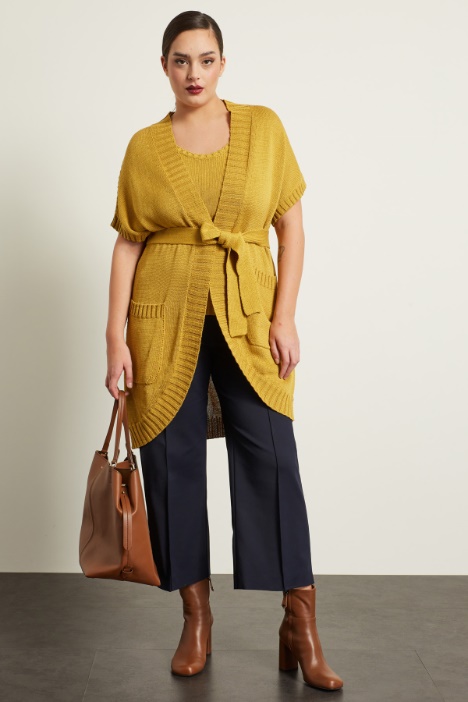 Cardigan in cotone con cintura - Fashion Market