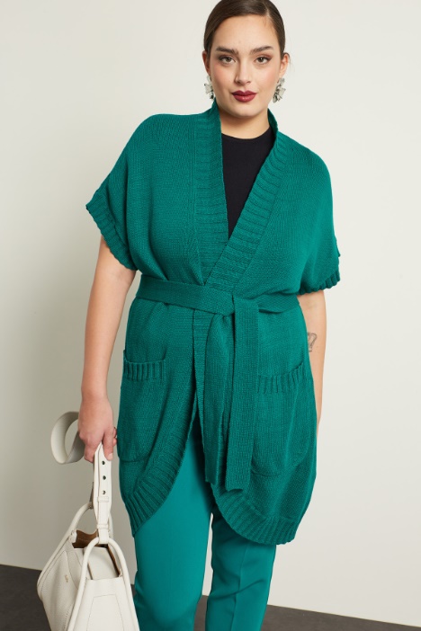 Cardigan in cotone con cintura - Fashion Market