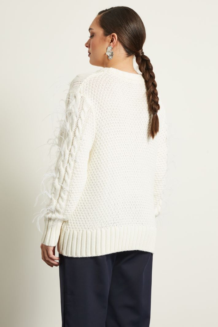 Maglia in lana con piume Fashion Market - 4