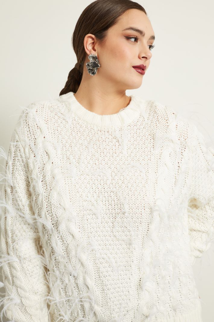 Maglia in lana con piume Fashion Market - 3
