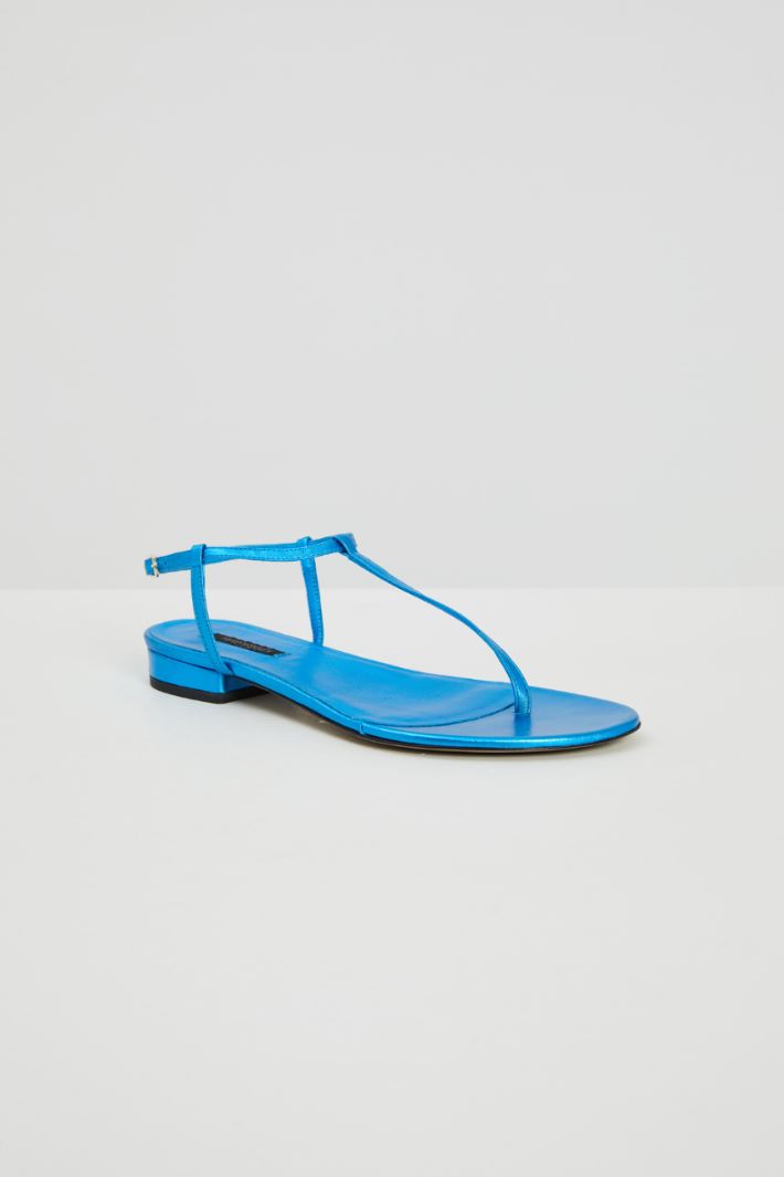 Sandali in pelle laminata - AZZURRO - Fashion Market - 2