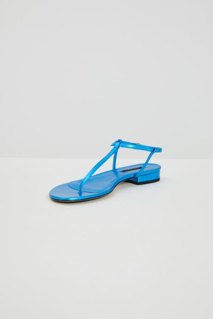 Sandali in pelle laminata - AZZURRO - Fashion Market - 3