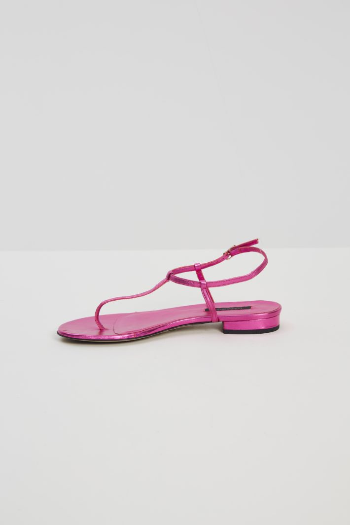 Sandali in pelle laminata - FUCSIA - Fashion Market - 3