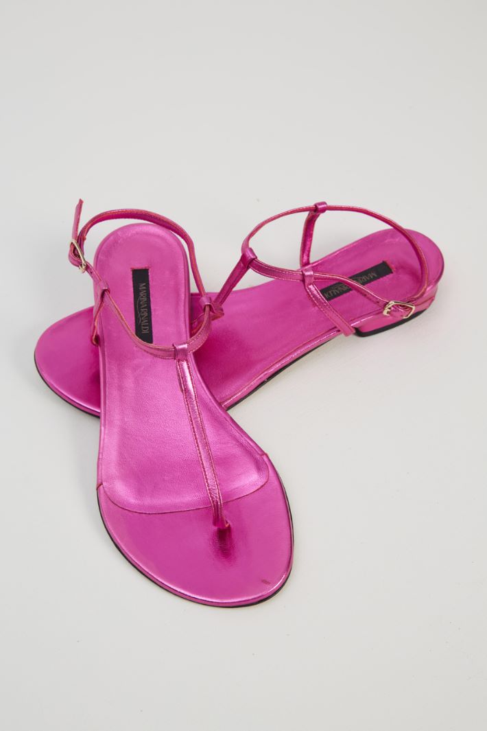 Sandali in pelle laminata - FUCSIA - Fashion Market - 4