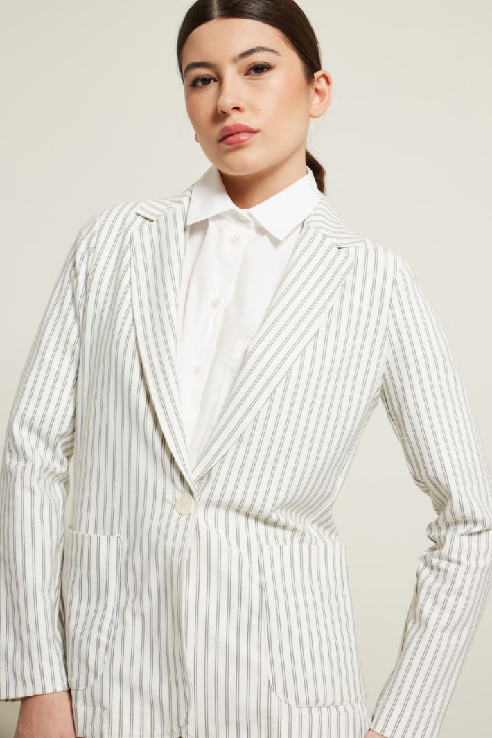 Blazer con tasche applicate - BIANCO NERO - Fashion Market - 2