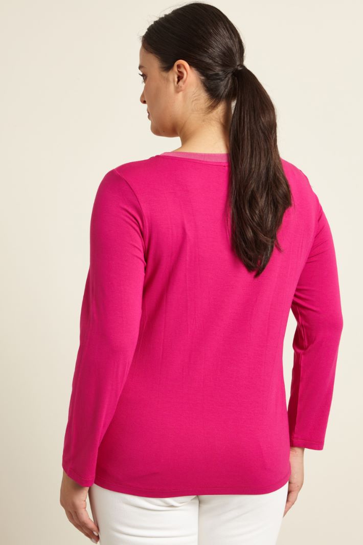 T-shirt in jersey e raso Fashion Market - 4