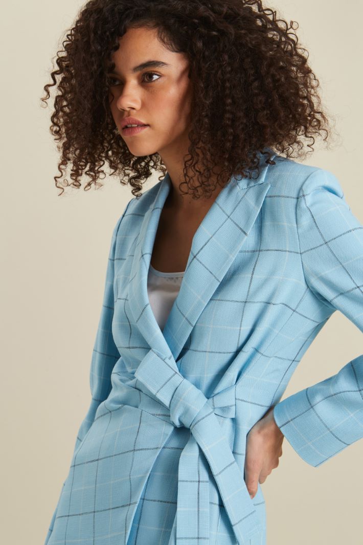 Blazer in stuoia di viscosa - AZZURRO BIANCO - Fashion Market - 3