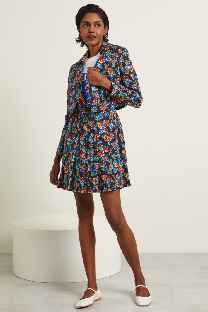 Gonna a pieghe  - BLU NOTTE VERDE - Fashion Market