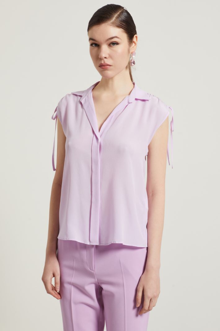 Blusa con coulisse in seta Fashion Market - 2