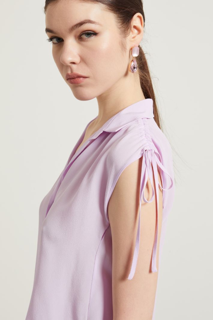 Blusa con coulisse in seta Fashion Market - 3