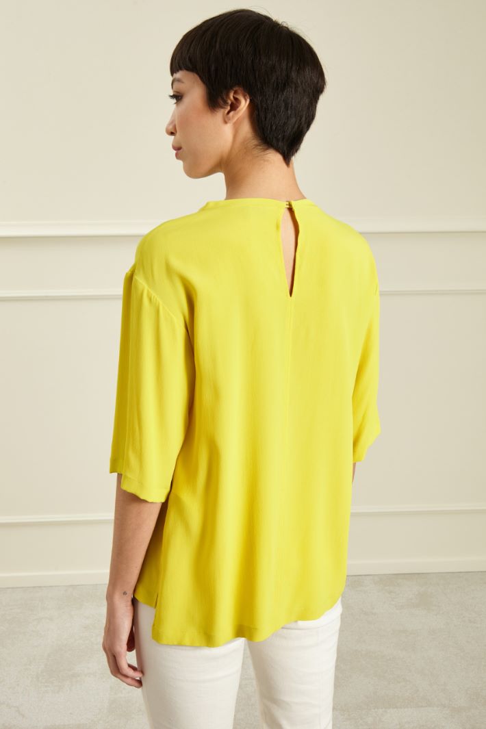 Top in crèpe misto seta - GIALLO - Fashion Market - 4