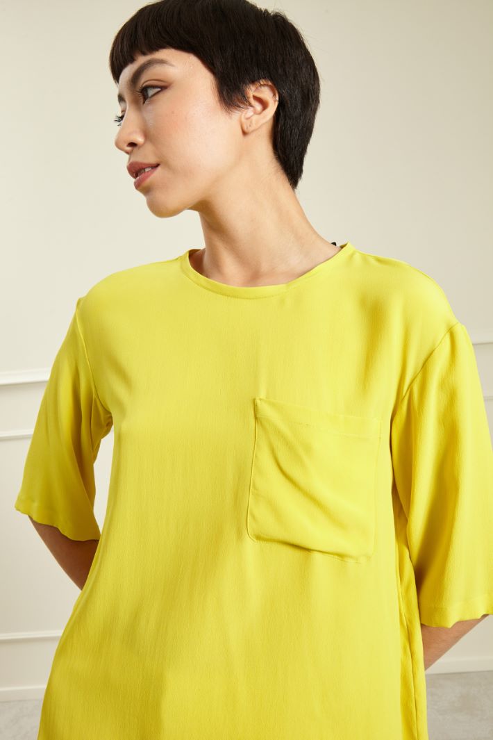 Top in crèpe misto seta - GIALLO - Fashion Market - 3