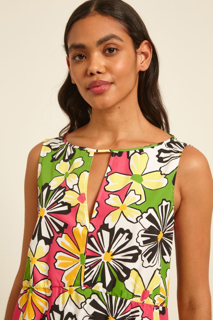Top smanicato stampato - VERDE GIALLO FUCSIA - Fashion Market - 3