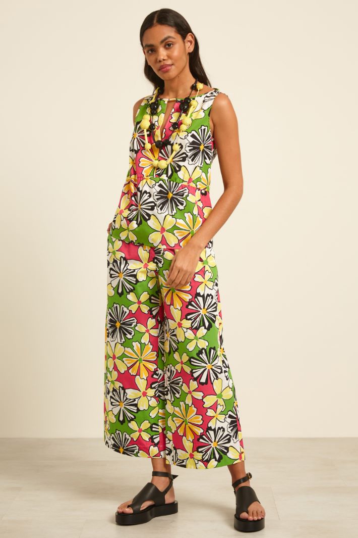 Top smanicato stampato - VERDE GIALLO FUCSIA - Fashion Market
