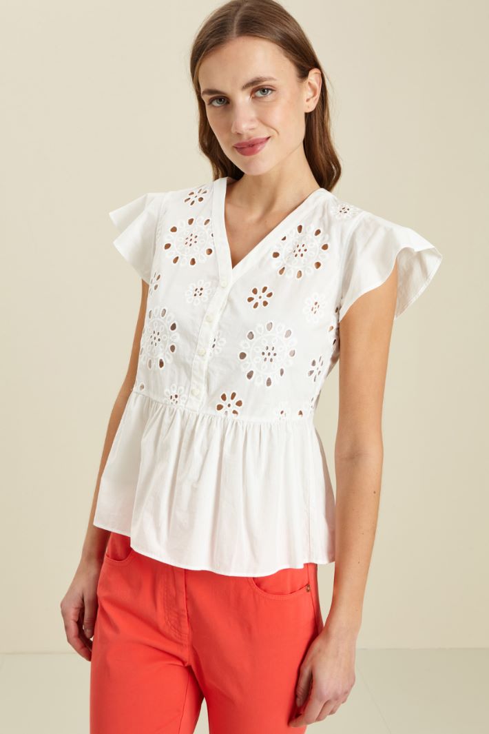 Top in popeline di cotone - BIANCO - Fashion Market - 2
