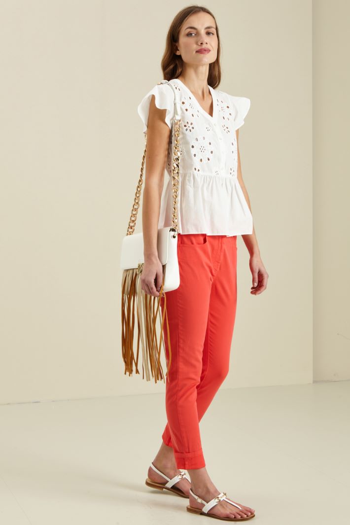 Top in popeline di cotone - BIANCO - Fashion Market