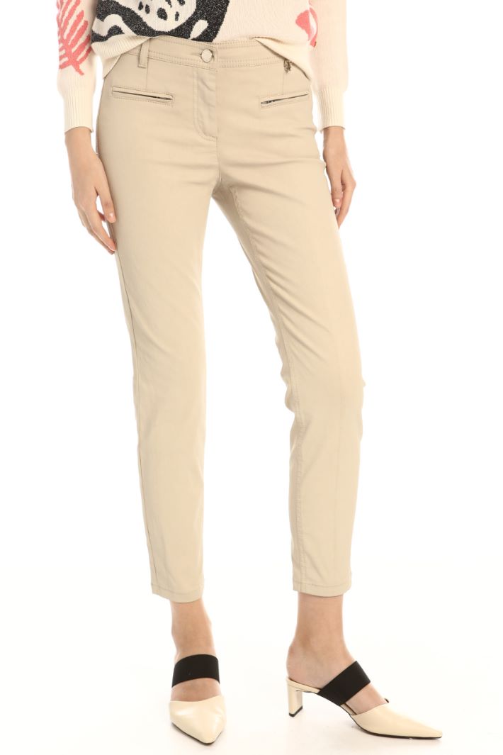 Pantaloni skinny in cotone - BEIGE - Fashion Market - 2