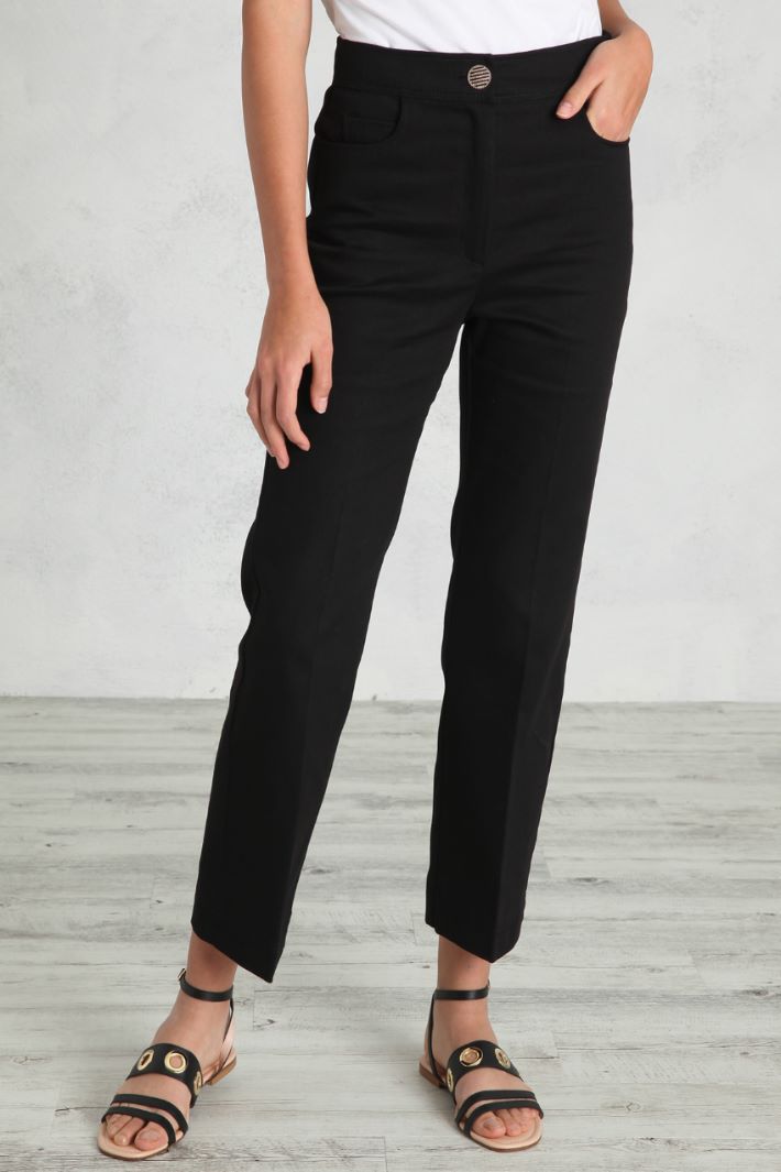 Pantaloni dritti in drill - NERO - Fashion Market - 5
