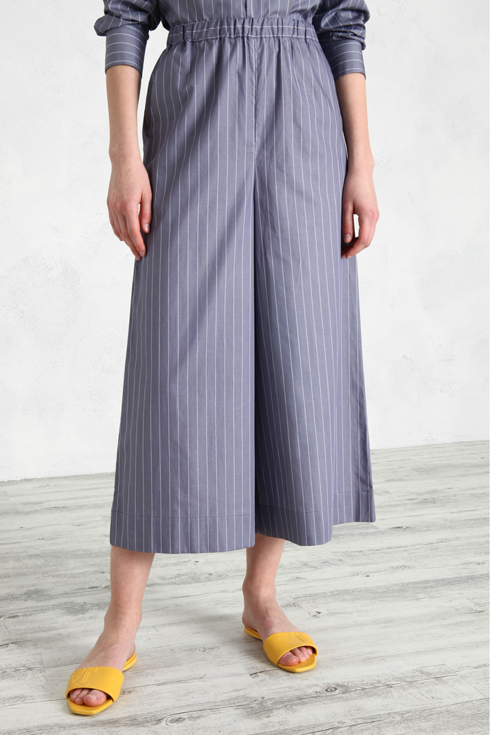 Pantaloni in popeline gessato - AZZURRO - Fashion Market - 5