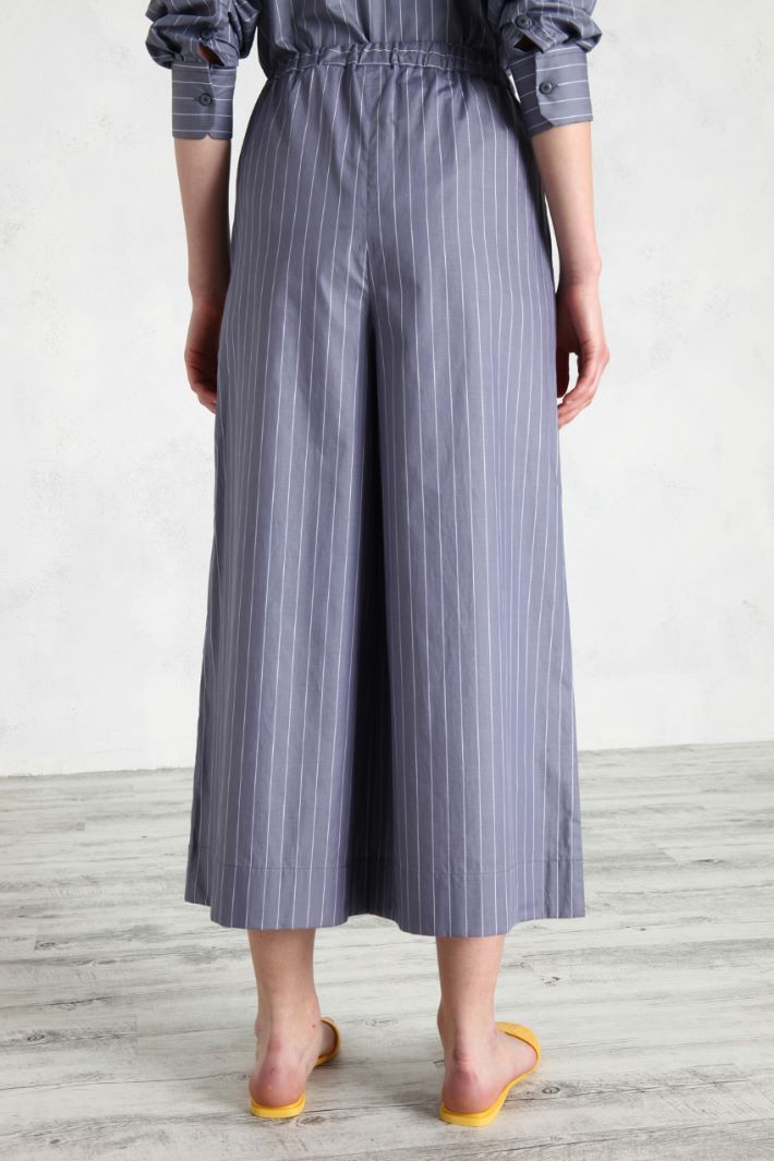 Pantaloni in popeline gessato - AZZURRO - Fashion Market - 4