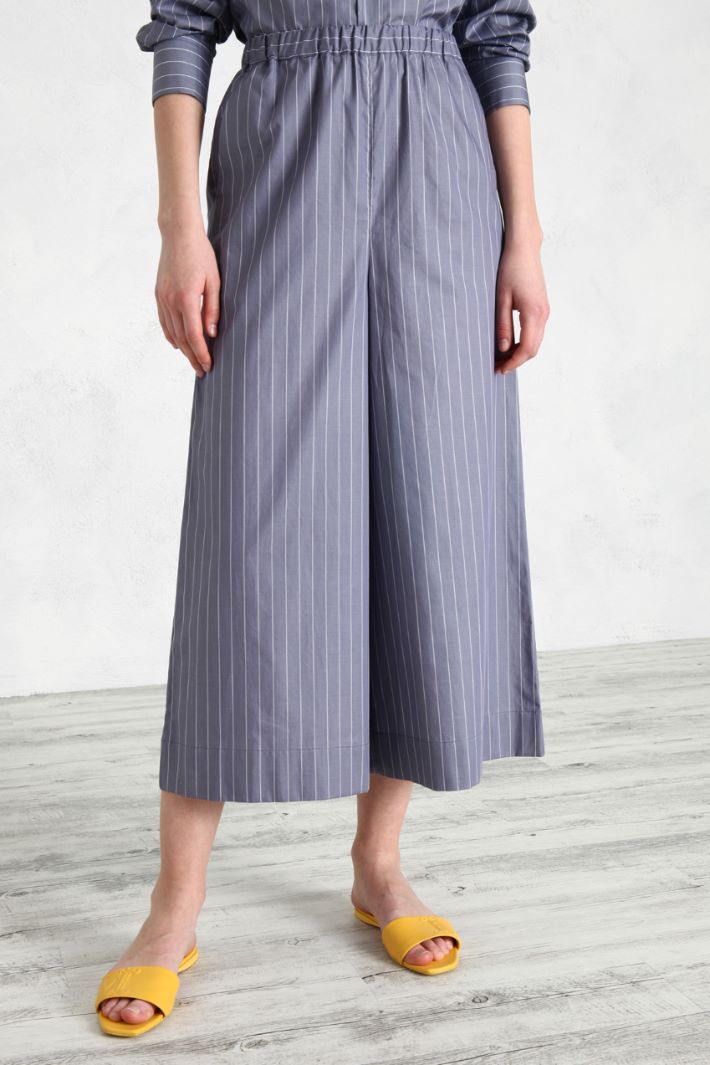 Pantaloni in popeline gessato - AZZURRO - Fashion Market - 2