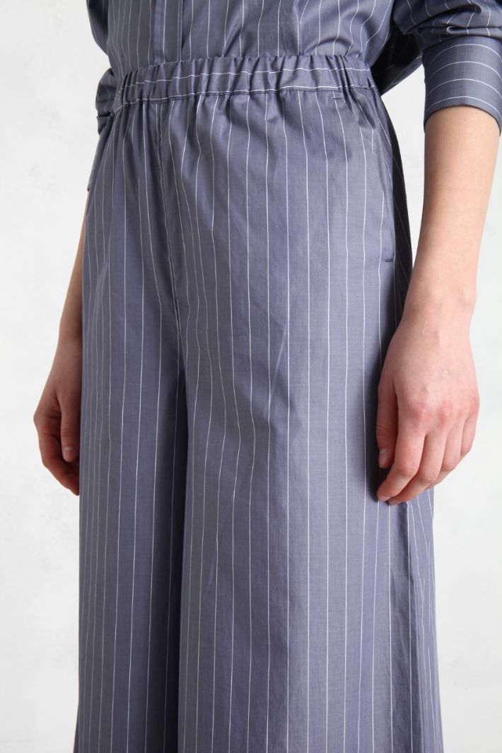 Pantaloni in popeline gessato - AZZURRO - Fashion Market - 3