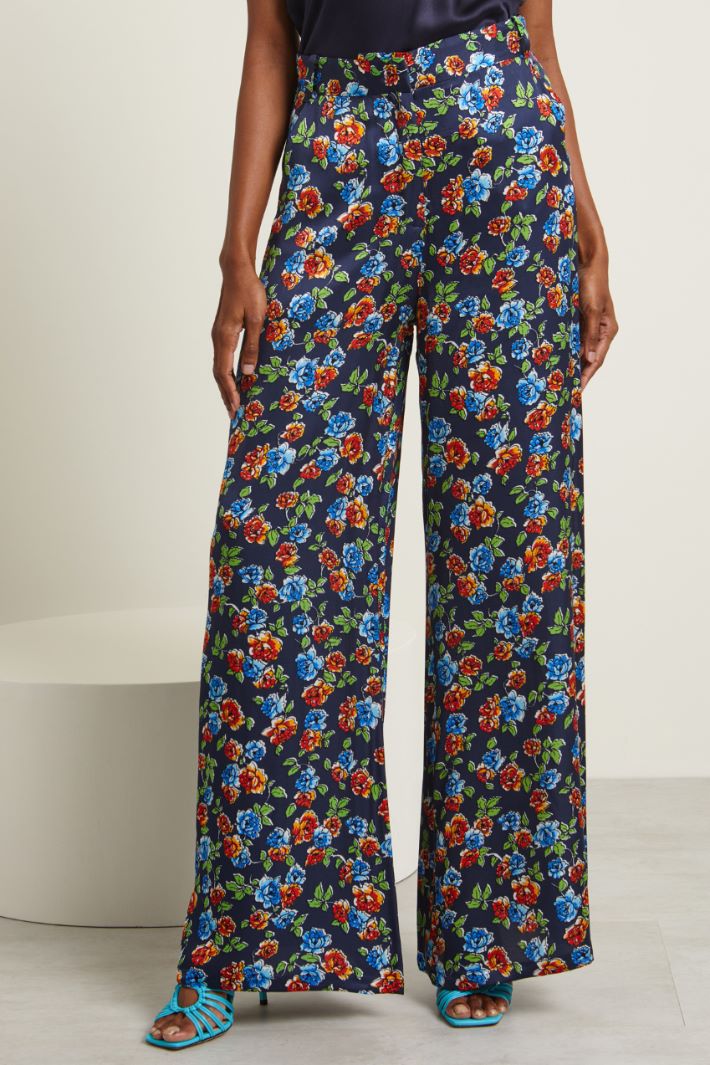 Pantaloni in raso  - BLU NOTTE VERDE - Fashion Market - 2