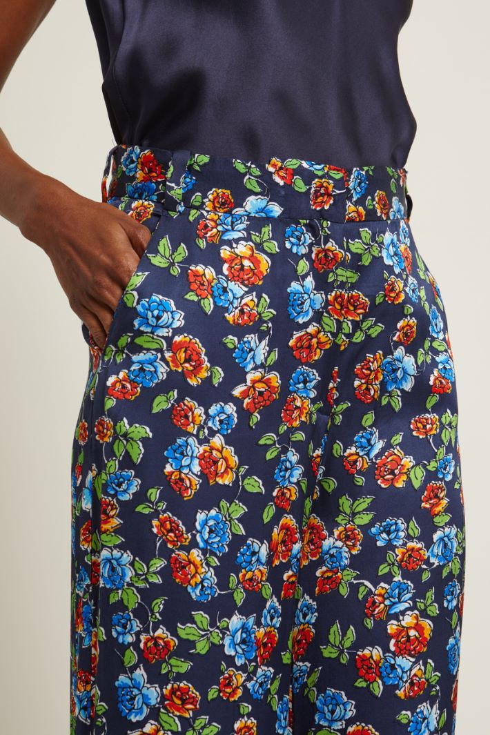 Pantaloni in raso  - BLU NOTTE VERDE - Fashion Market - 3
