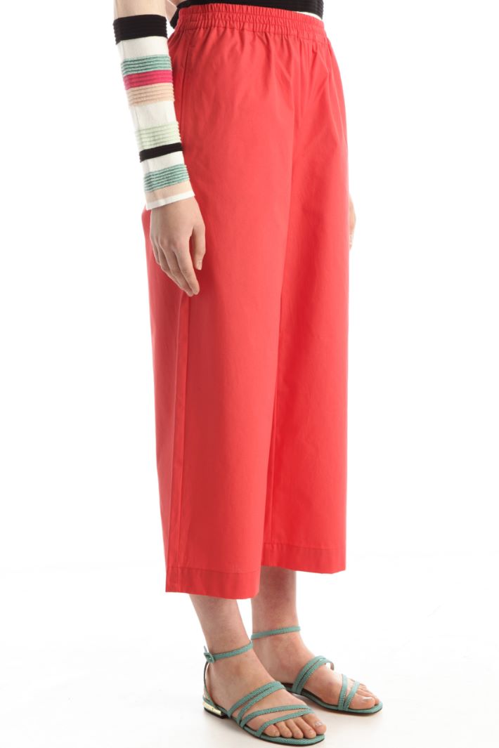 Pantaloni ampi in popeline - ROSSO - Fashion Market - 5