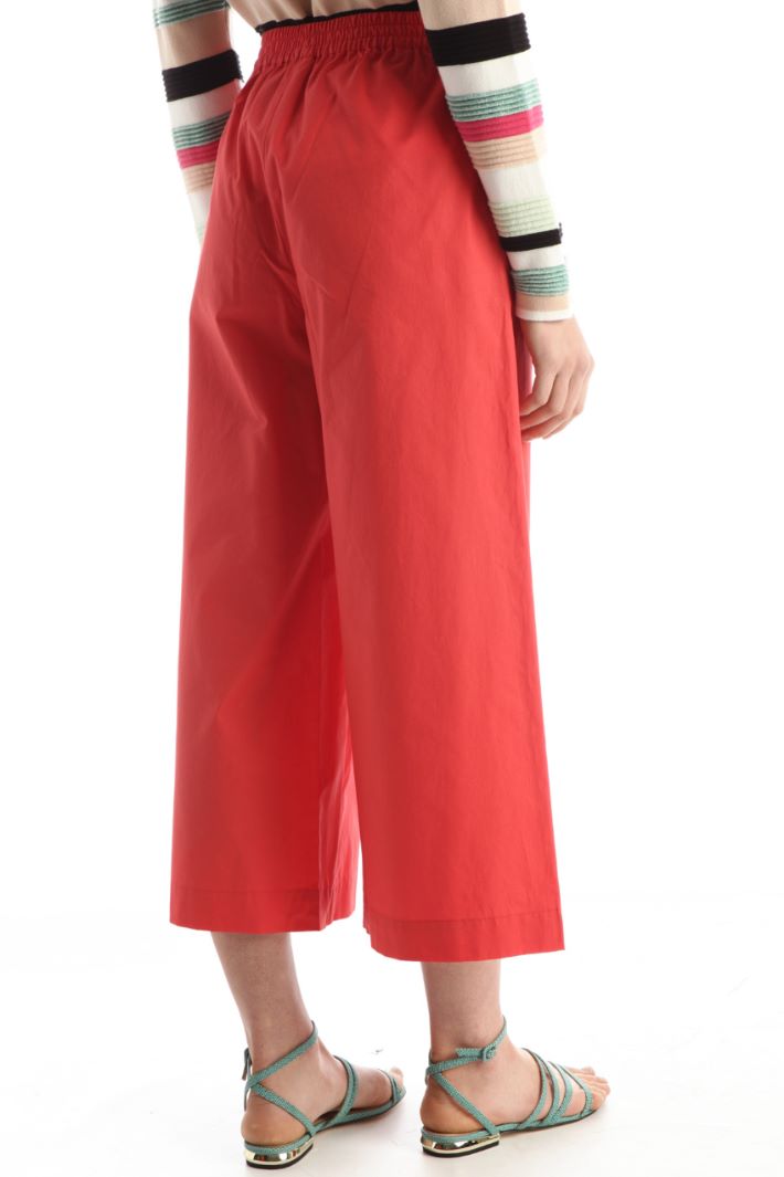 Pantaloni ampi in popeline - ROSSO - Fashion Market - 4